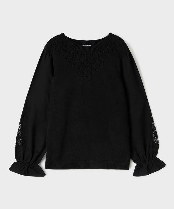 Pull avec manches en coton brodées femme grande taille vue1 - GEMO (G TAILLE) - GEMO
