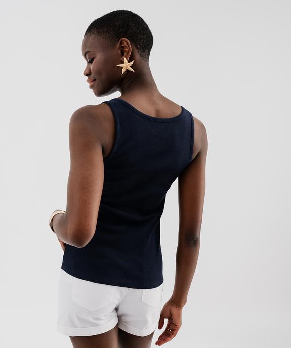Débardeur en maille côtelée avec col V boutonné femme vue3 - GEMO 4G FEMME - GEMO