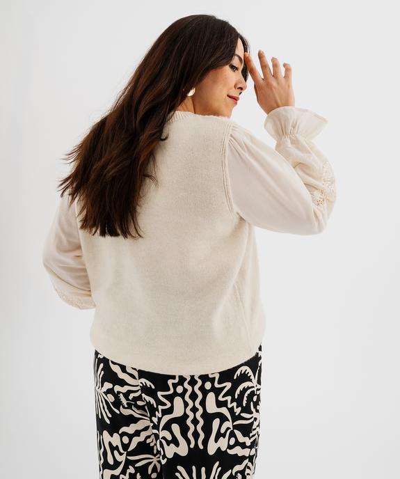 Pull avec manches en coton brodées femme grande taille vue4 - GEMO (G TAILLE) - GEMO