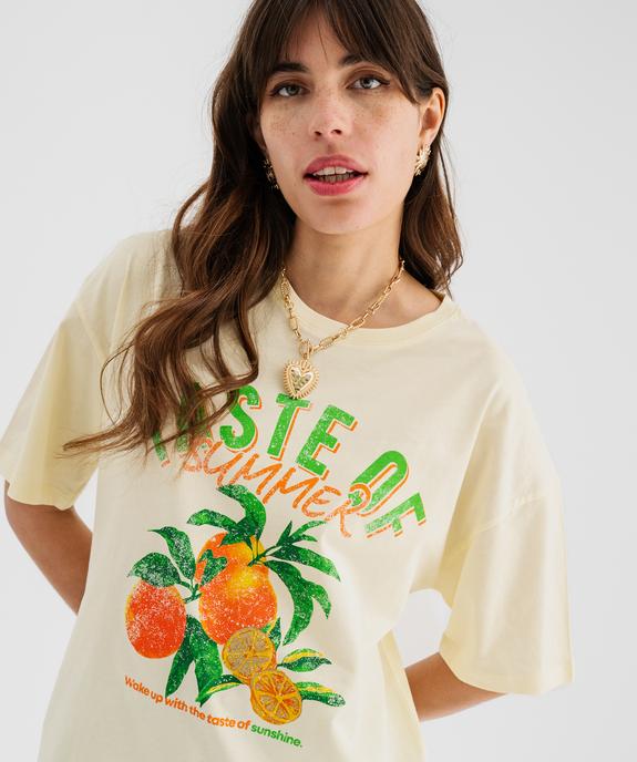 Tee-shirt manches courtes en jersey de coton imprimé femme vue2 - GEMO(FEMME PAP) - GEMO