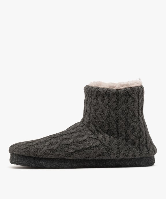 Chaussons bottillons en maille torsadée doublés peluche homme vue3 - GEMO(HOMWR FEM) - GEMO