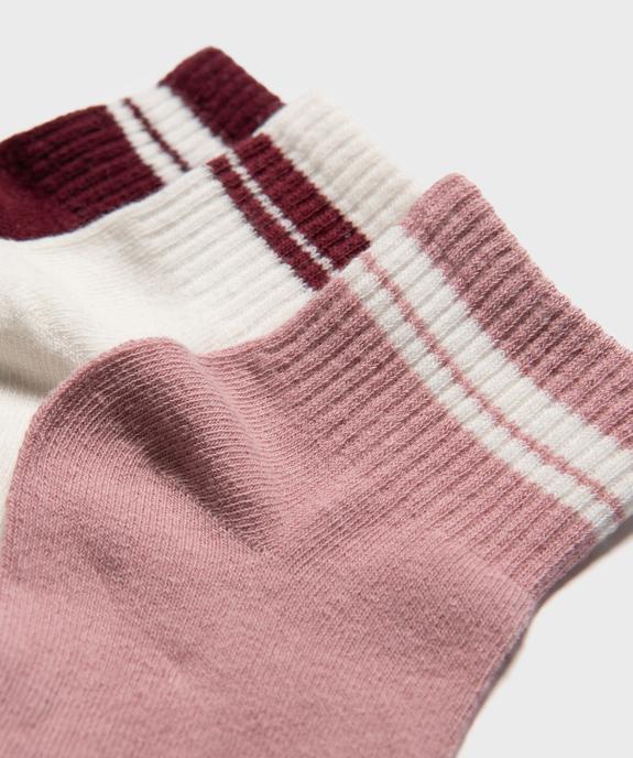 Socquettes avec liserés contrastants fille (lot de 3) vue2 - GEMO 4G FILLE - GEMO