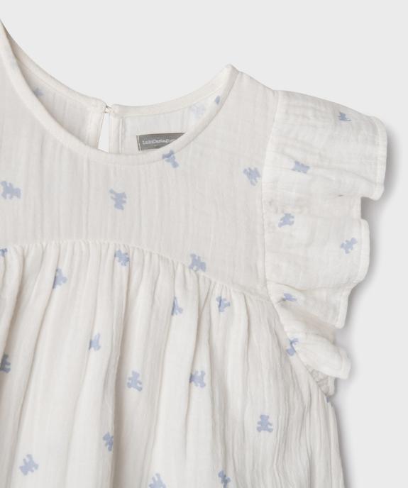 Chemise de nuit en gaze de coton à manches volantées fille - LuluCastagnette vue2 - LULUCASTAGNETTE - GEMO