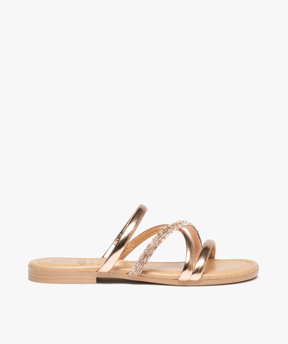 Mules fille à brides tubulaires à strass et métallisées vue1 - GEMO (ENFANT) - GEMO