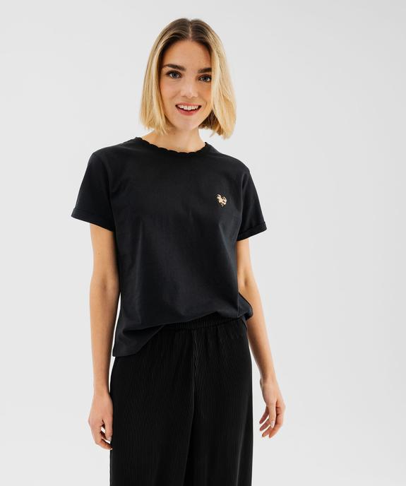 Tee-shirt manches courtes avec col rond fantaisie femme vue1 - GEMO(FEMME PAP) - GEMO