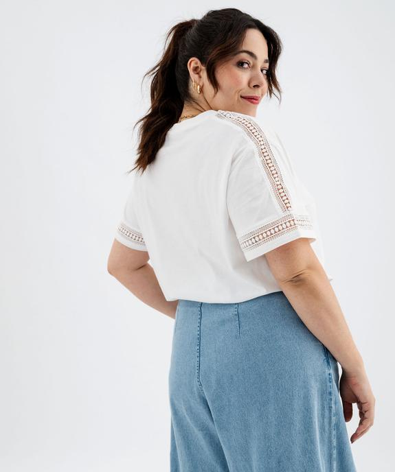 Tee-shirt manches courtes avec détails brodés femme grande taille vue8 - GEMO 4G GT - GEMO