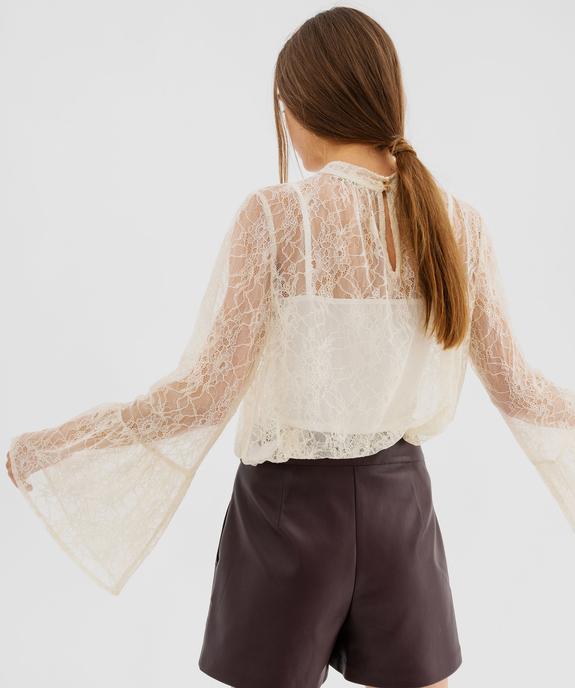 Blouse manches longues en dentelle transparente femme vue3 - GEMO(FEMME PAP) - GEMO