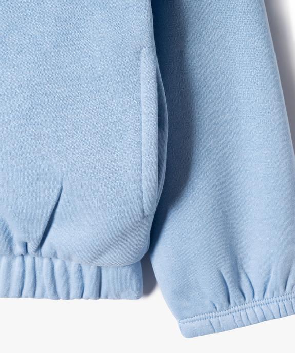 Sweat à capuche zippé intérieur molletonné fille vue3 - GEMO 4G FILLE - GEMO