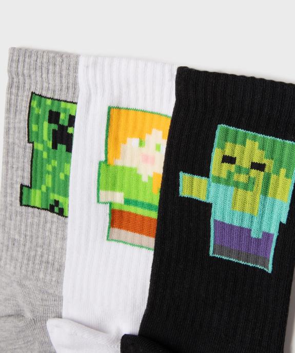 Chaussettes à motif jeu vidéo garçon (lot de 3) - Minecraft vue2 - MINECRAFT - GEMO