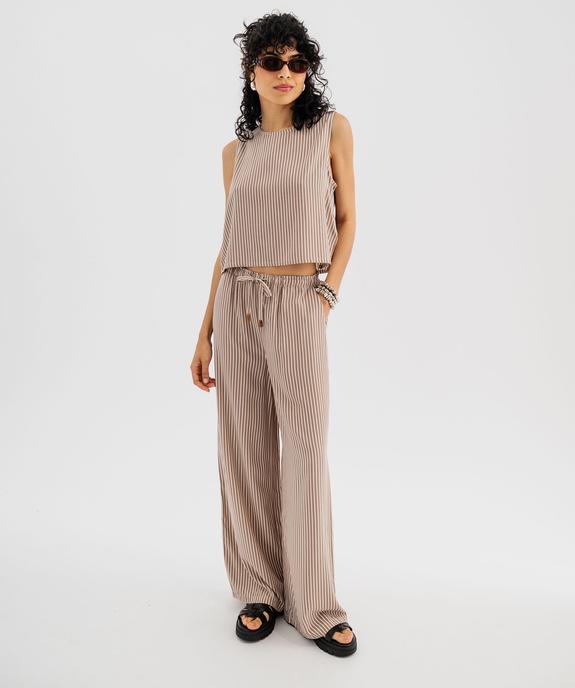 Pantalon large et fluide en viscose imprimée femme vue3 - GEMO 4G FEMME - GEMO
