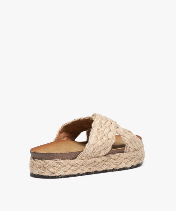 Mules femme unies à talon compensé en corde tressée vue4 - SANS MARQUE - GEMO