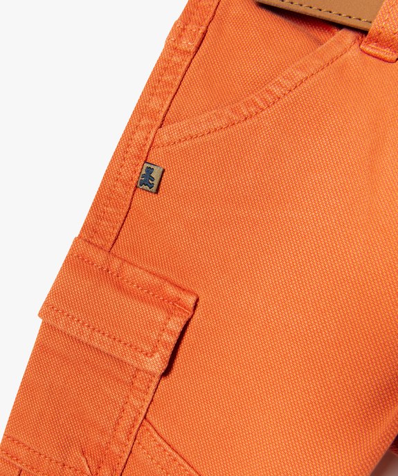 Pantalon bébé garçon cargo avec ceinture chinée - LuluCastagnette vue3 - LULUCASTAGNETTE - GEMO