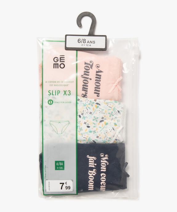 Culottes en coton stretch motifs romantiques fille (lot de 3) vue1 - GEMO 4G FILLE - GEMO