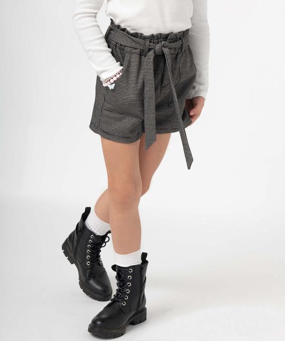 Short fille taille haute à motif pied de poule vue1 - GEMO (ENFANT) - GEMO