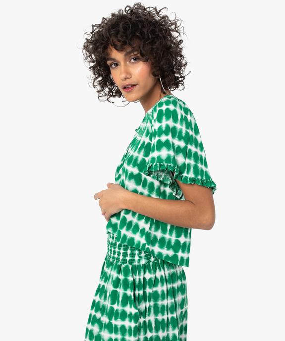Blouse imprimée à manches courtes coupe courte femme vue2 - GEMO 4G FEMME - GEMO