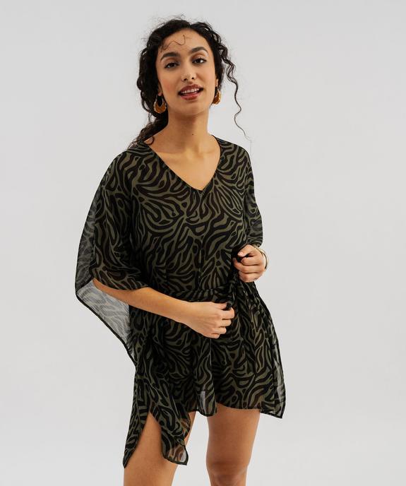 Robe de plage en voile à motifs femme vue1 - GEMO 4G FEMME - GEMO