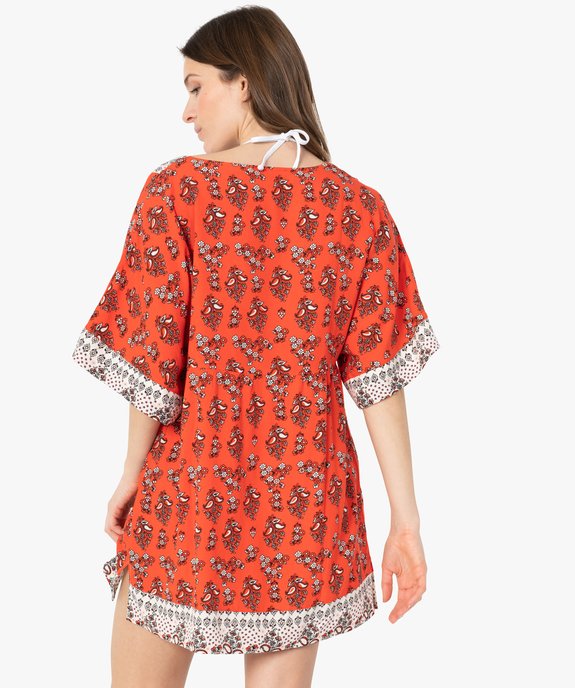 Tunique de plage femme imprimée avec manches kimono vue3 - GEMO (PLAGE) - GEMO