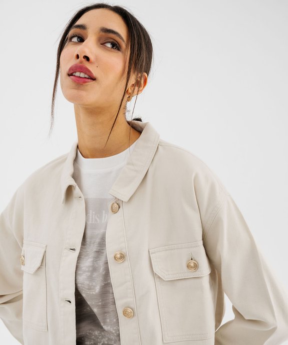Veste en jean coloré large et courte femme vue2 - GEMO 4G FEMME - GEMO