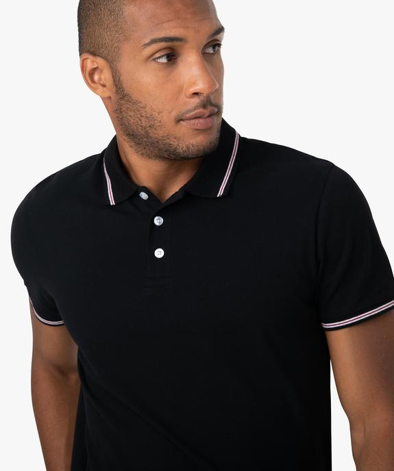 Polo homme aux finitions contrastantes en coton bio vue2 - GEMO 4G HOMME - GEMO