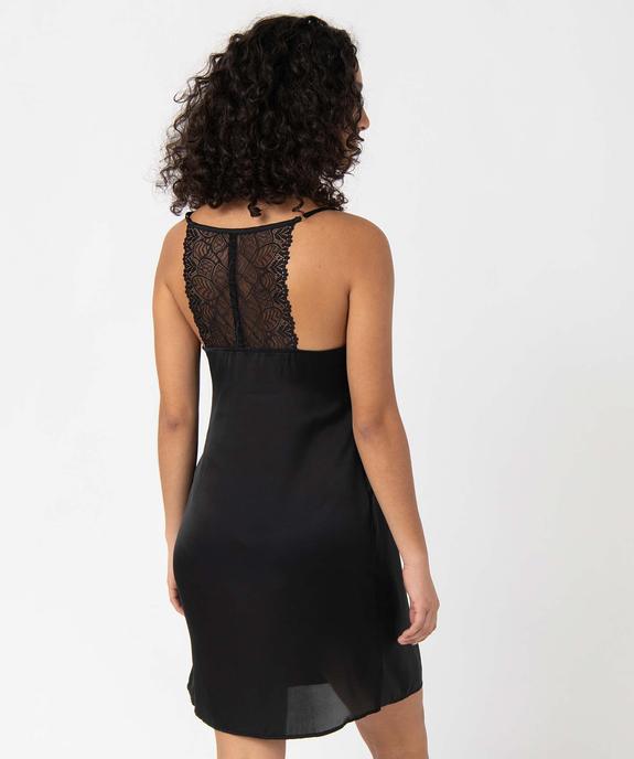 Nuisette femme en matière satinée et dentelle à fines bretelles vue3 - GEMO(HOMWR FEM) - GEMO