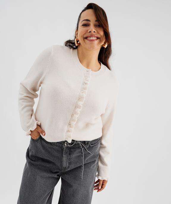Gilet à petits boutons irisés et finitions volantées femme grande taille vue2 - GEMO (G TAILLE) - GEMO
