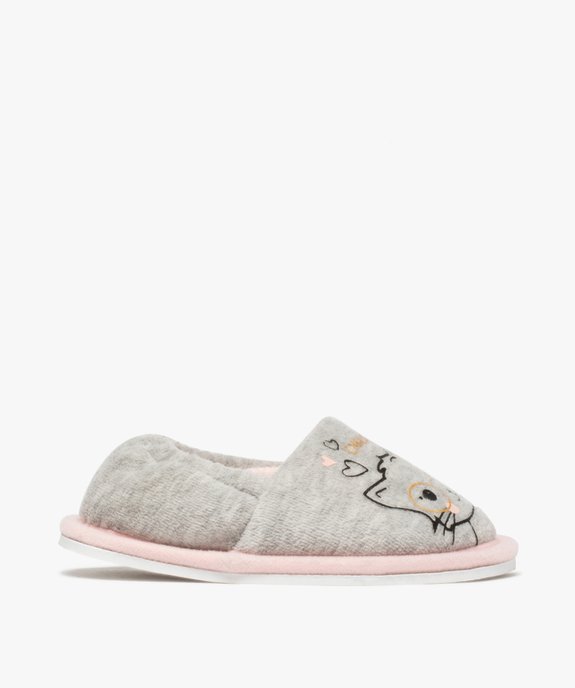 Chaussons fille en velours ras imprimé chat vue1 - GEMO 4G FILLE - GEMO