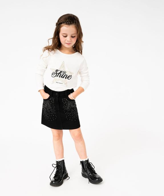 Jupe en denim avec strass fille vue1 - GEMO 4G FILLE - GEMO