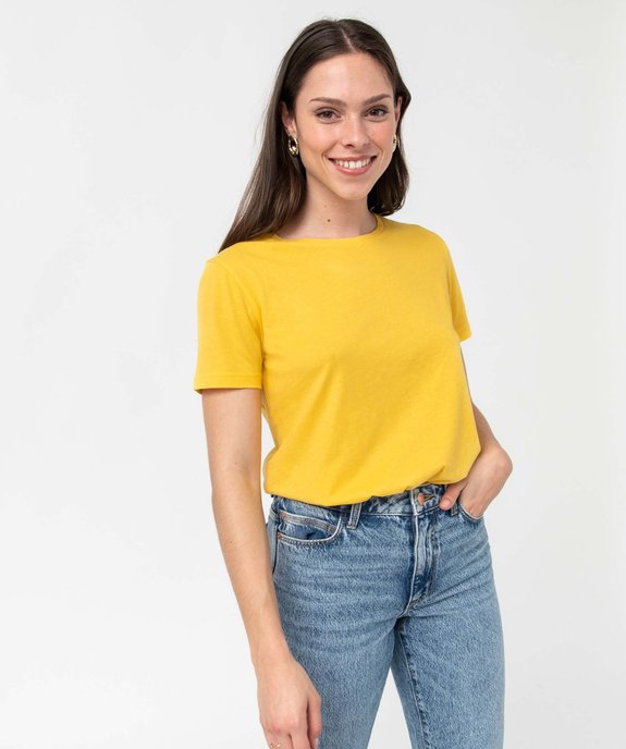 Tee-shirt à manches courtes et col rond femme vue1 - GEMO(FEMME PAP) - GEMO