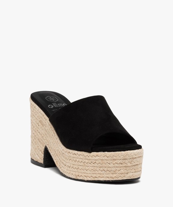 Mules femme extra hautes à semelle corde dessus uni vue2 - GEMO(URBAIN) - GEMO