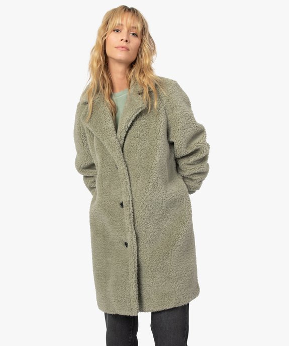 Manteau femme en sherpa fermeture boutons vue2 - GEMO(FEMME PAP) - GEMO