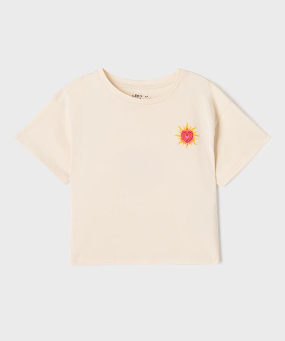 Tee-shirt manches courtes imprimé devant et dos fille  vue1 - GEMO 4G FILLE - GEMO