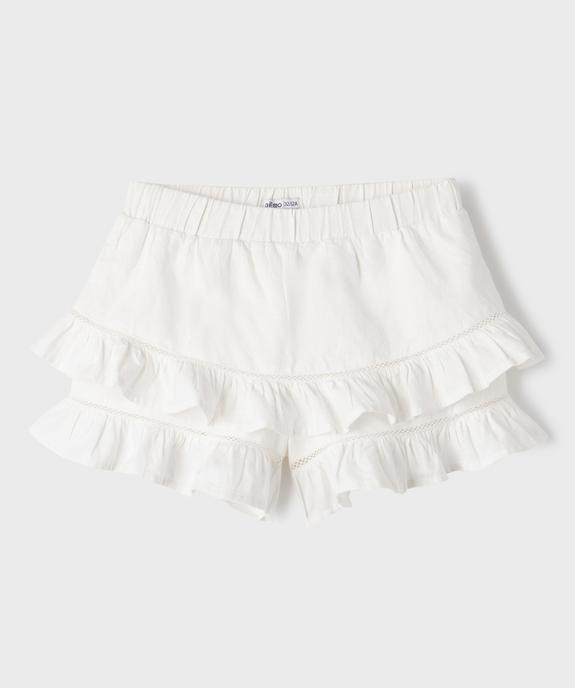 Short à volants en coton avec taille élastique fille vue1 - GEMO (JUNIOR) - GEMO