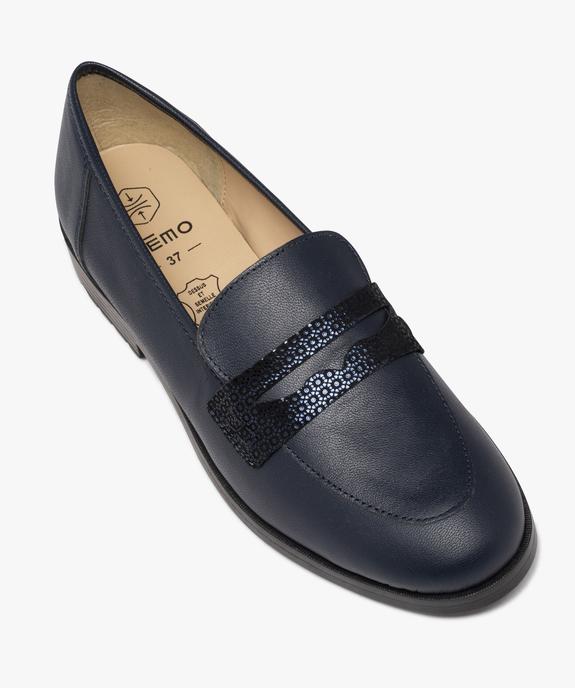 Mocassins femme confort dessus en cuir uni Penny Loafer vue5 - GEMO 4G FEMME - GEMO
