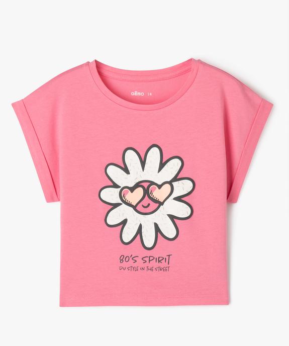 Tee-shirt à manches courtes avec inscription en relief fille  vue1 - GEMO 4G FILLE - GEMO