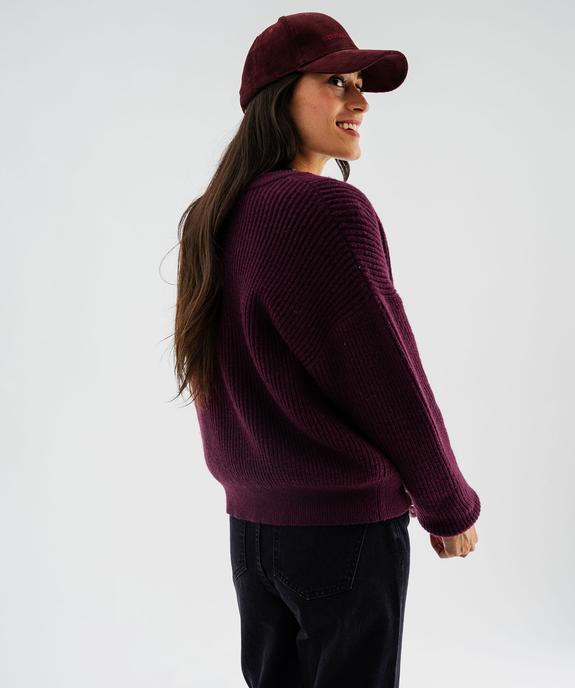Gilet en grosse maille côtelée extensible avec boutons gravés femme vue4 - GEMO(FEMME PAP) - GEMO