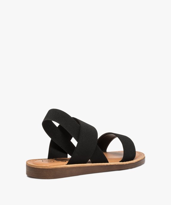 Sandales femme à talon plat et brides élastiques unies vue4 - GEMO (CASUAL) - GEMO