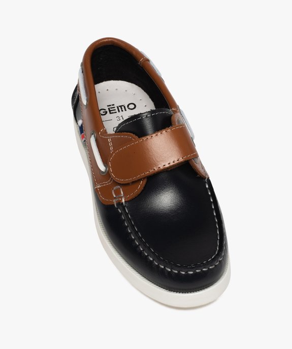 Chaussures bateau garçon dessus cuir à scratch vue5 - GEMO (ENFANT) - GEMO