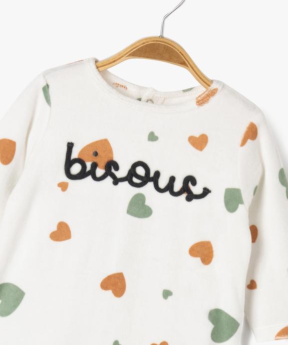 Pyjama en velours dors-bien motifs cœurs bébé vue3 - GEMO 4G BEBE - GEMO