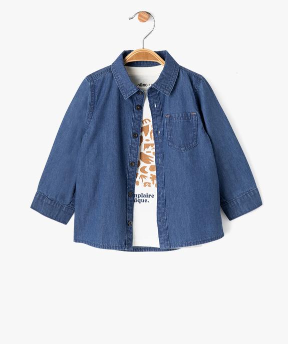 Ensemble 2 pièces bébé garçon tee-shirt et chemise vue1 - GEMO(BEBE DEBT) - GEMO