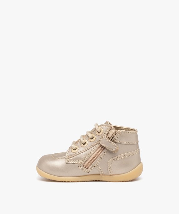 Chaussures premiers pas bébé fille en cuir imprimé fleuri - Kickers  vue3 - KICKERS - GEMO