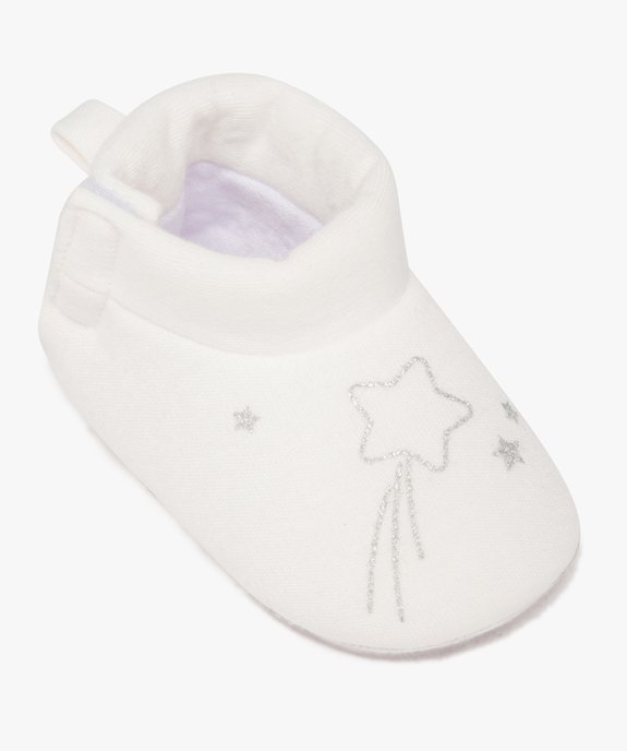 Chaussons de naissance bébé fille à scratch imprimés étoile filante vue5 - GEMO(BB COUCHE) - GEMO