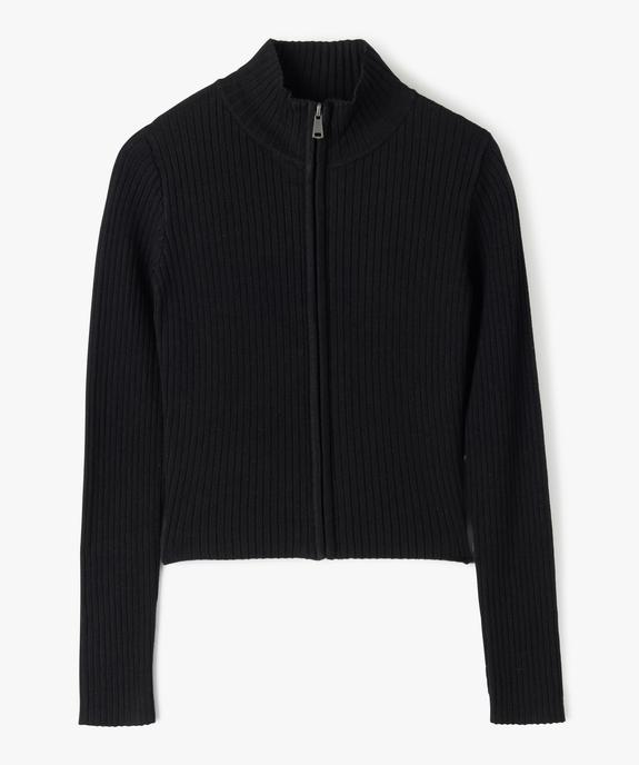 Gilet fille zippé et côtelé à col cheminée vue1 - GEMO (JUNIOR) - GEMO