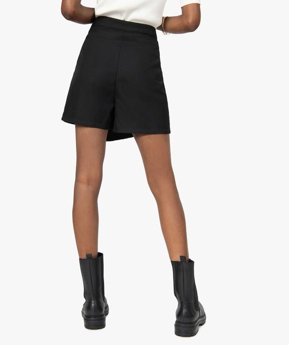 Jupe short femme effet portefeuille avec boutons  vue3 - GEMO(FEMME PAP) - GEMO