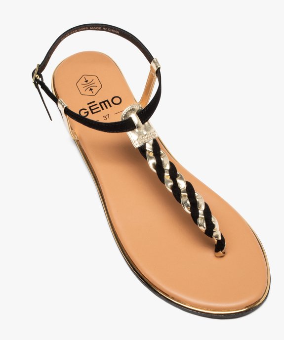 Sandales femme plates avec bride tressée à entre-doigt détails métallisés vue6 - VALENTINA BALDA - GEMO