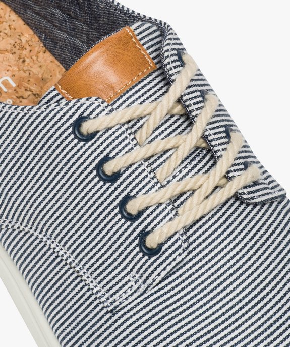Baskets homme tige basse en toile avec lacets en corde Dessus rayé vue6 - GEMO (CASUAL) - GEMO