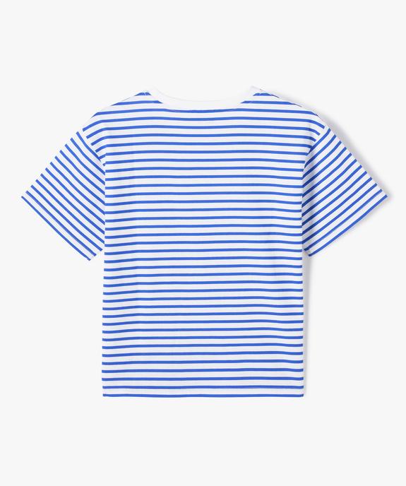 Tee-shirt fille à rayures coupe oversize vue3 - GEMO (JUNIOR) - GEMO