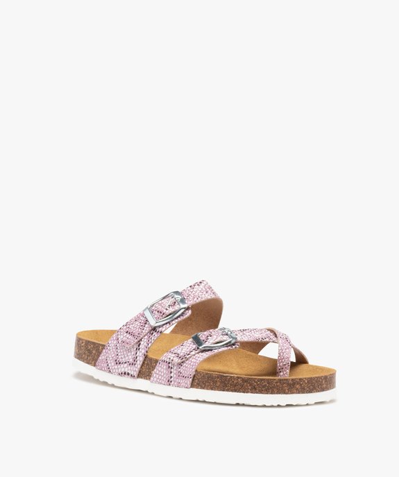 Mules fille à talon plat et brides ajustables pailletées vue2 - GEMO (ENFANT) - GEMO