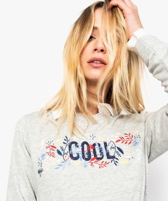 Sweat femme en coton biologique avec motif sur l'avant vue2 - GEMO 4G FEMME - GEMO