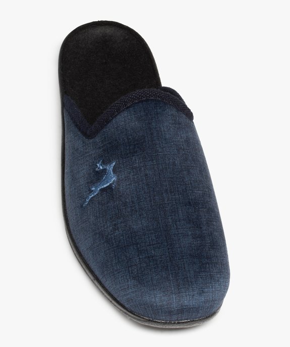 Chaussons mules en velours ras avec broderie homme vue5 - GEMO(HOMWR HOM) - GEMO