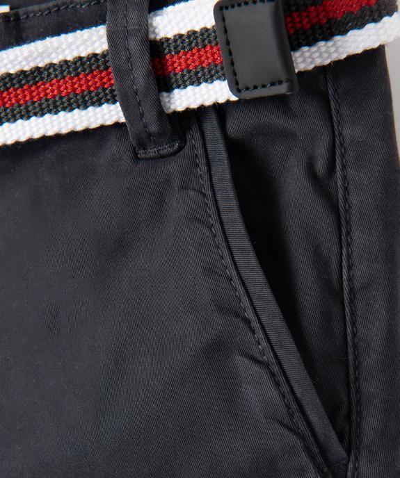 Bermuda en coton avec ceinture tricolore garçon vue2 - GEMO 4G GARCON - GEMO